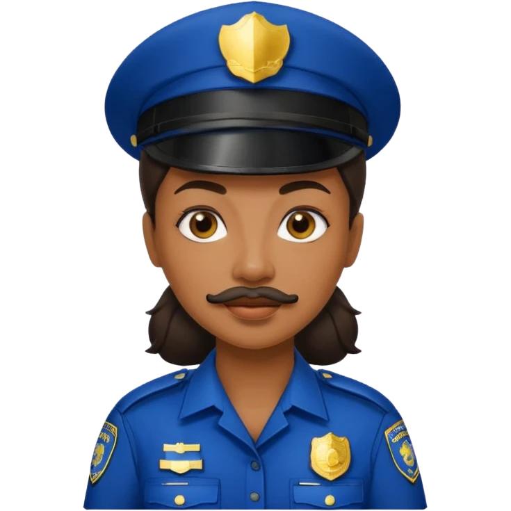 black woman with mustache wear police's uniform emoji