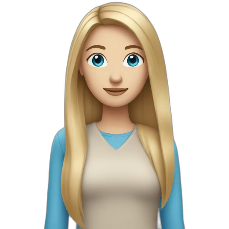 women with long dark blond straight hair and blue eyes emoji