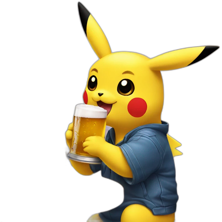 Pikachu drinking beer emoji
