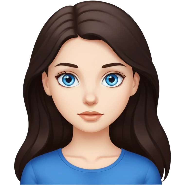 beautiful white girl long dark brown hair , blue eyes emoji