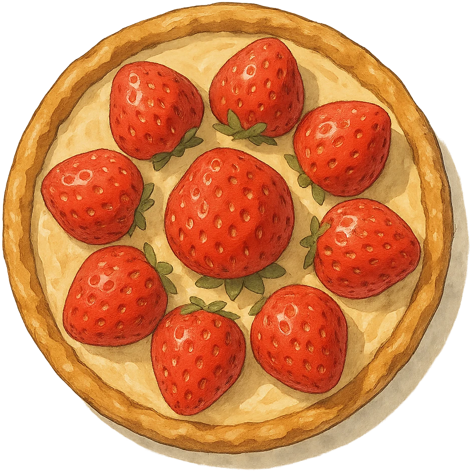 strawberry tart seen from above, realistic ghibli style emoji