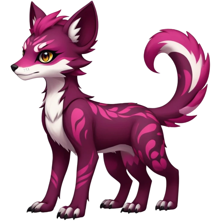 Vibrant dark edgy badass cool Falvie-Fionbri-creature-fursona, full body, with random markings emoji