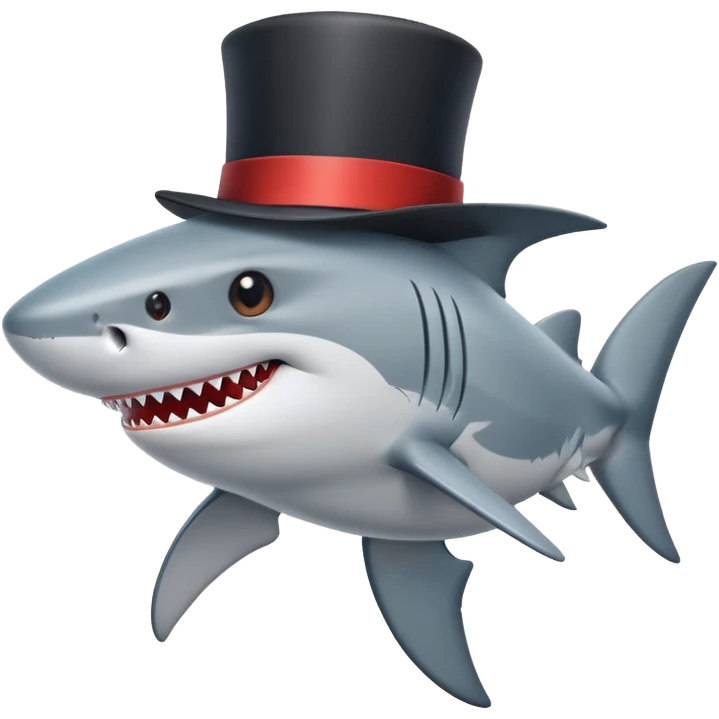 Shark with a top hat emoji