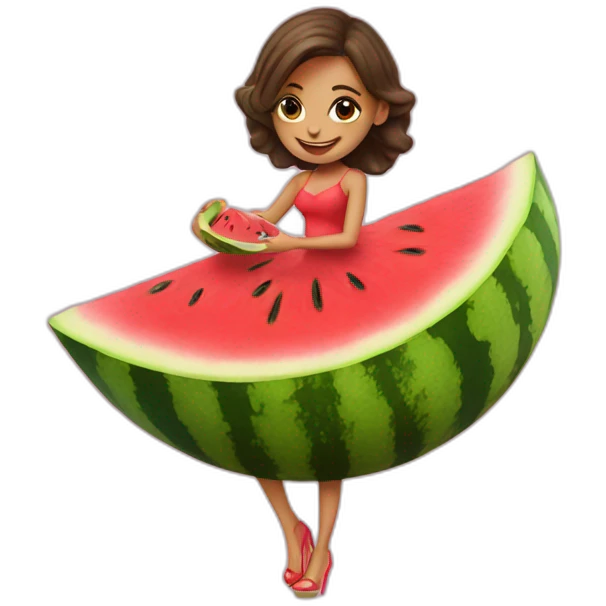 a beauty on a watermelon emoji