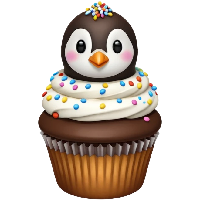 Um cupcake pinguim emoji