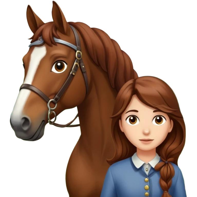 girl with brown hair leading a horse emoji