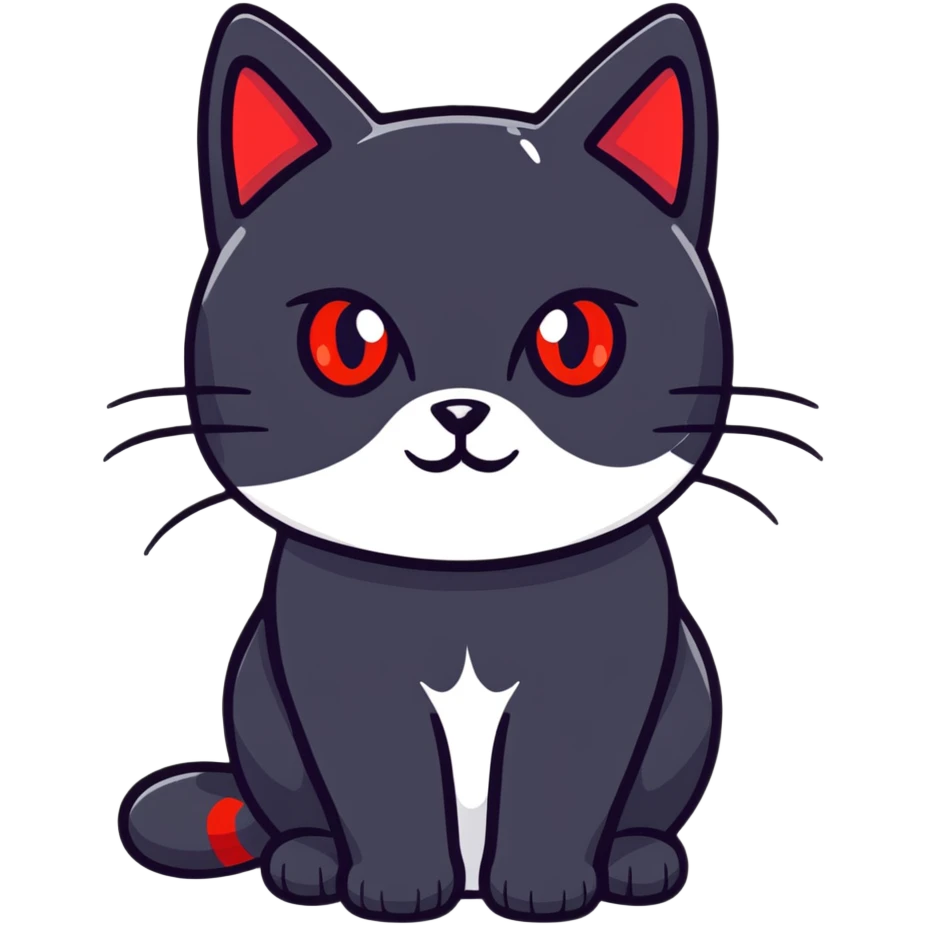 Mysterious black cat with bright red eyes emoji