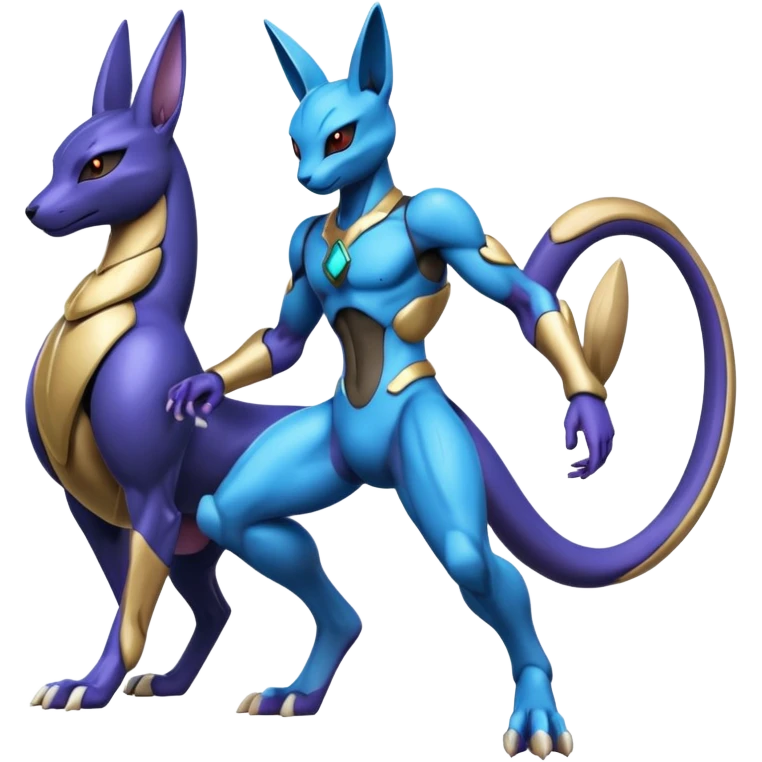 Colorful Shiny Futuristic Mewtwo-Lucario-Anubis full body emoji