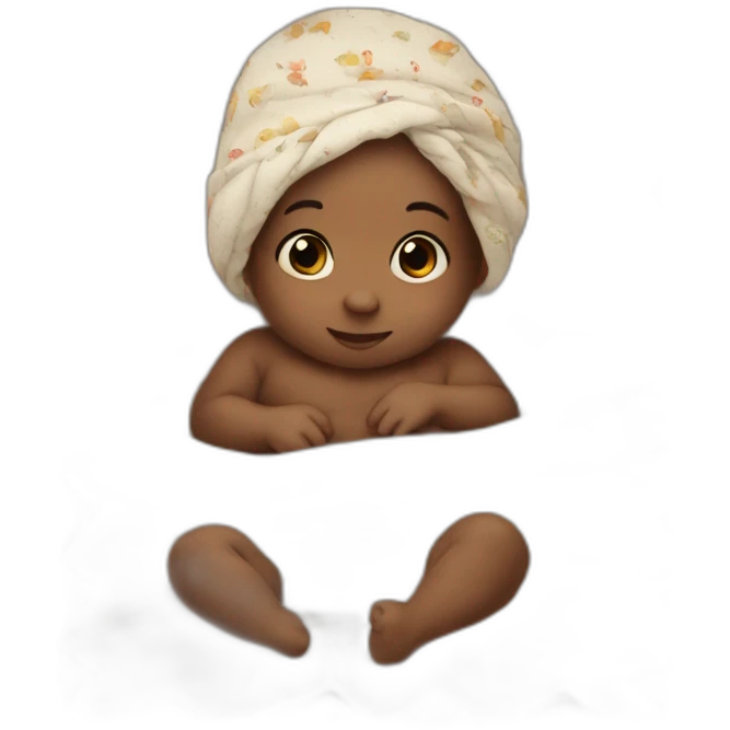 Baby with 2 quilts on his head  emoji