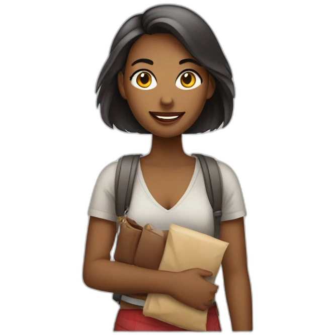 Mulher com mala de viagem emoji