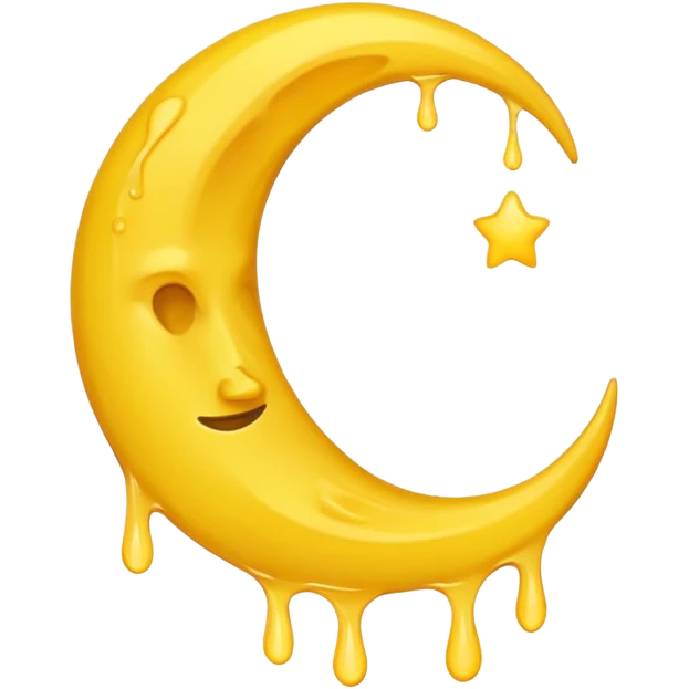 Melting waning crescent moon without any face and should in yellow colour emoji
