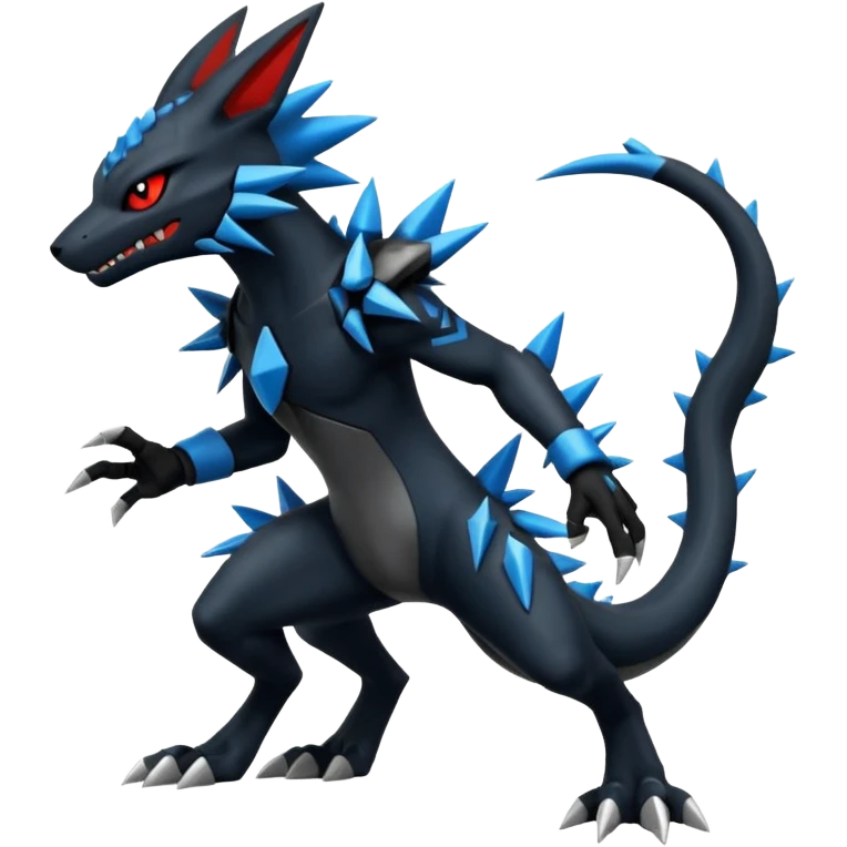 Edgy futuristic Zeraora-Salandit-Lucario-fusion emoji