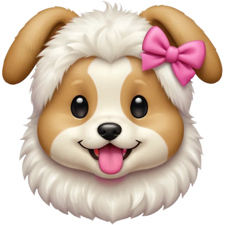 This puppy HEAD 🐶 with a pink bow and tongue out, please in apple ios emoji stylem emoji