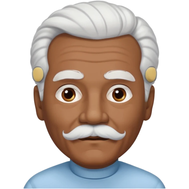 
An elderly man emoji with medium-dark skin tone, full white hair styled in thick, swept-back waves, thick white eyebrows, and a neatly groomed small white mustache. His face is clean-shaven aside from the mustache, giving him a tidy and classic look. emoji