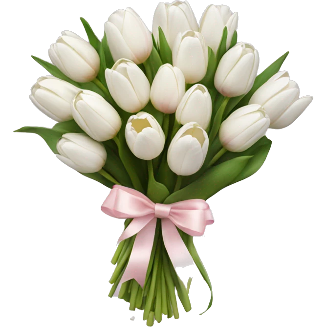 White tulips bouquet with light pink bow  emoji