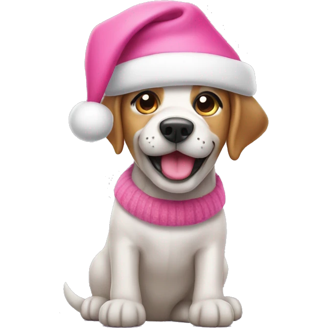 Dog wearing pink Christmas hat  emoji