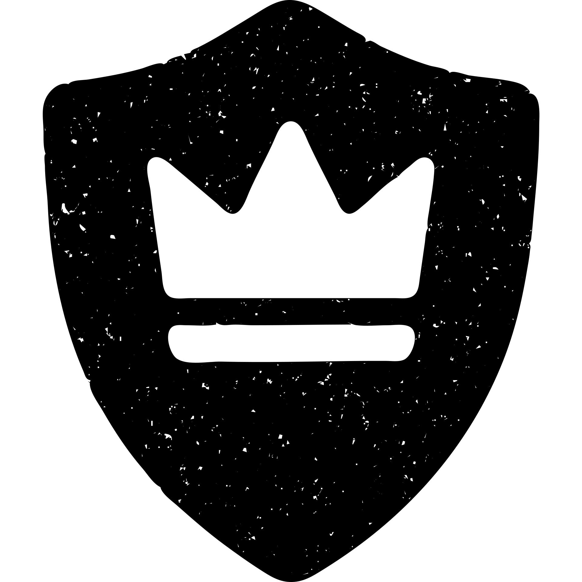 minimalist solid icon of a shield, crown, or DM screen with DnD/RPG hint, very worn and distressed effect emoji
