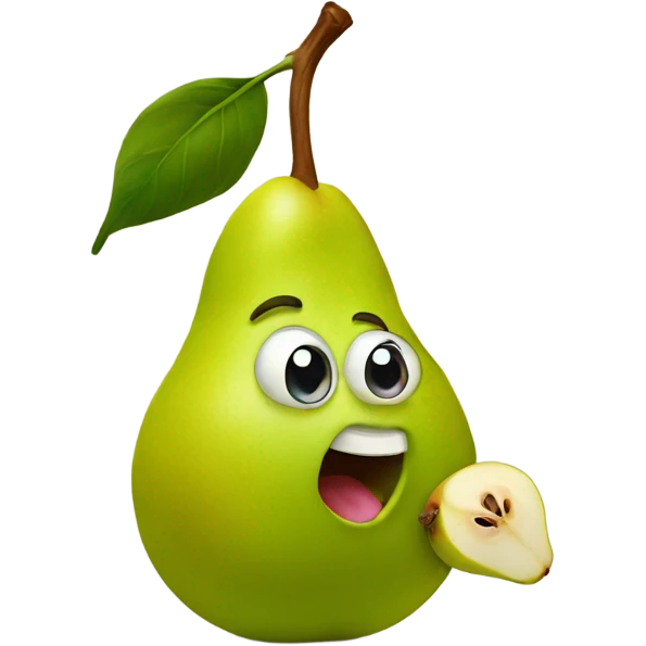 Pear with eyes and big mouth holding a baby pear  emoji