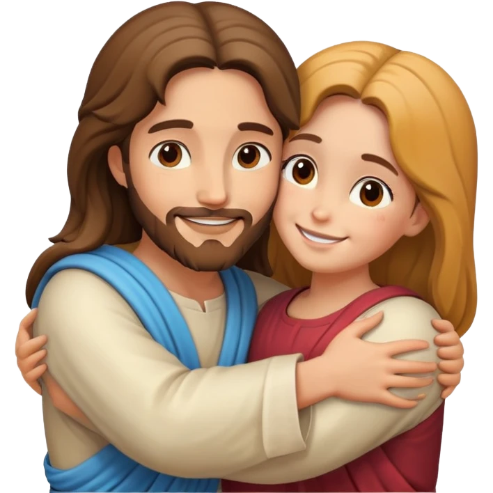 Jesus hugs a girl emoji