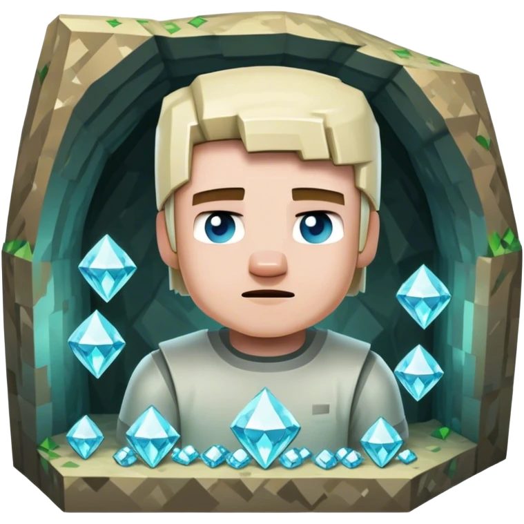 crie um emoji de minecraft o steve achando uma caverna de diamantes emoji