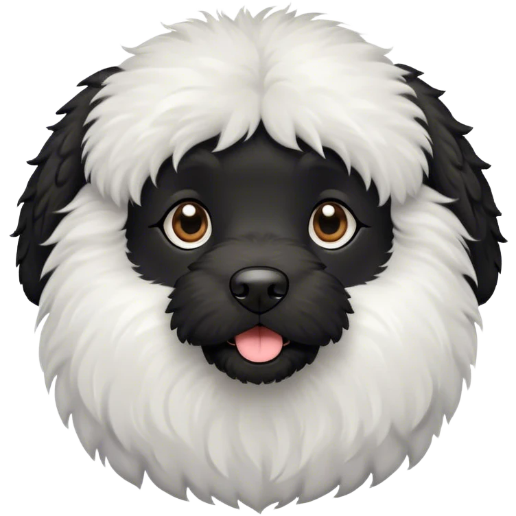 Black doodle dog with white chest emoji