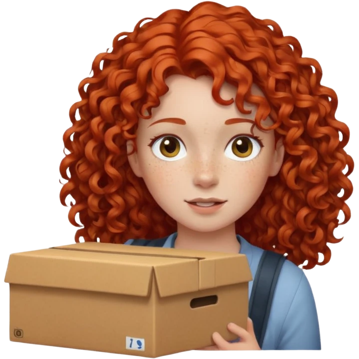 box carrier curly red hair girl  emoji