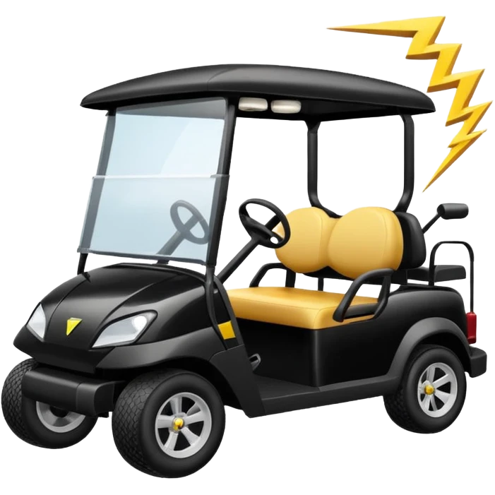 black golf cart with a lightning bolt hitting it emoji