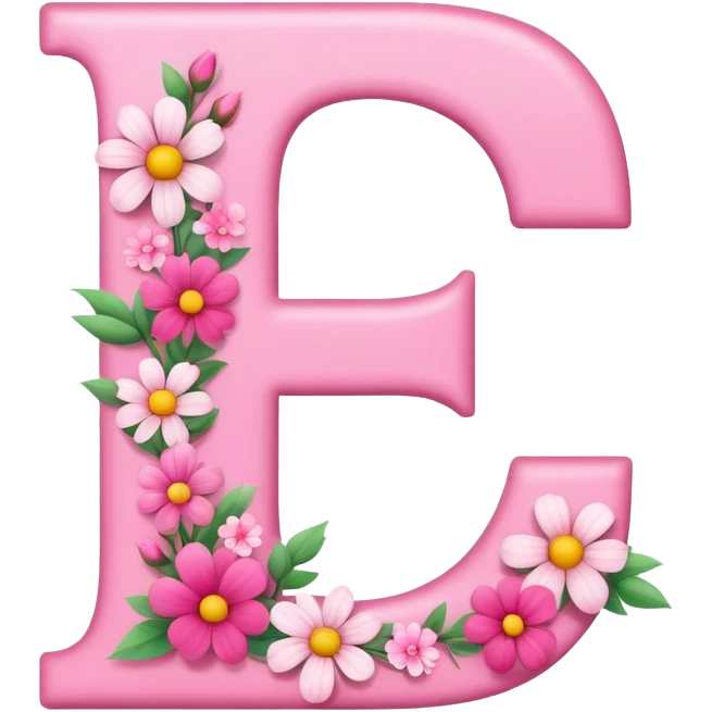 Pink, romantic, flowery, the letter “E” emoji