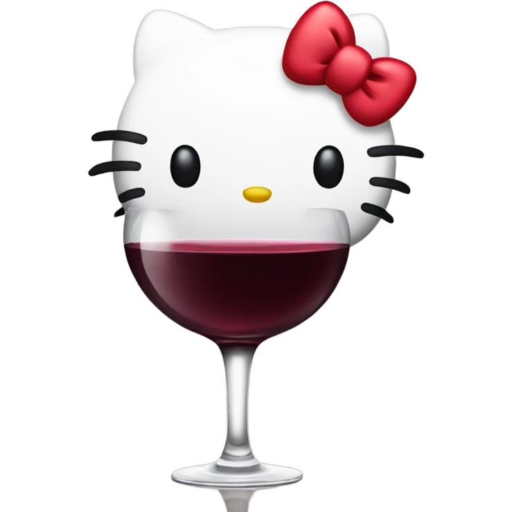 Hello Kitty drinking red wine emoji