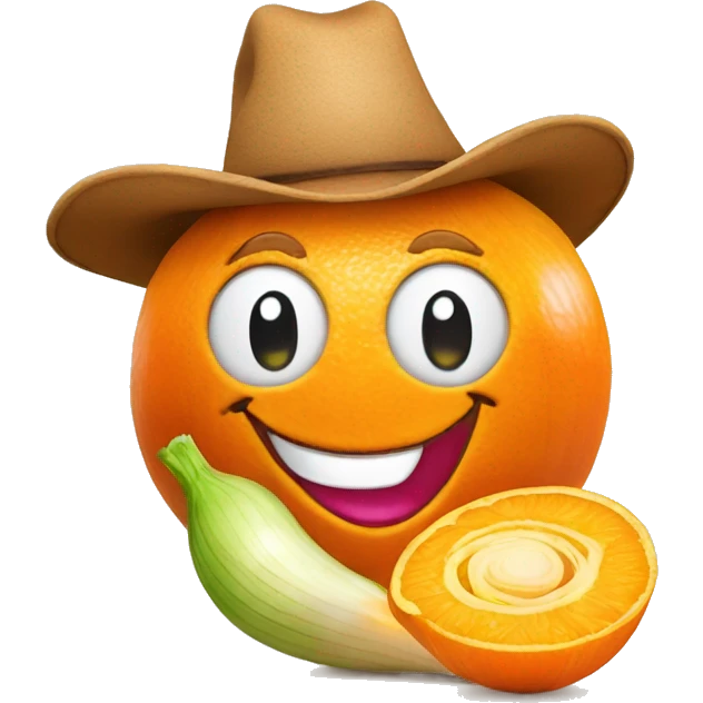 smiling orange onion wearing a cowboy hat emoji