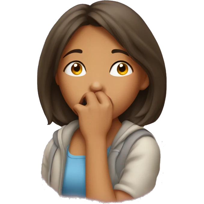a girl sniffing her nose emoji