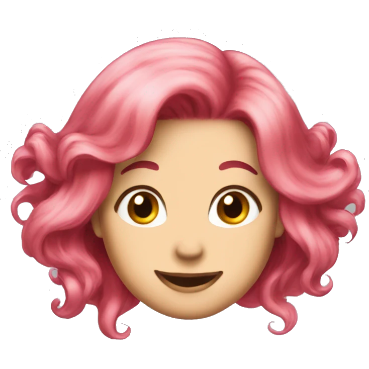 happy pink hair big lips red smile emoji