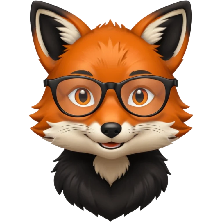 grinning fox caricature hacker side profile, black fur emoji