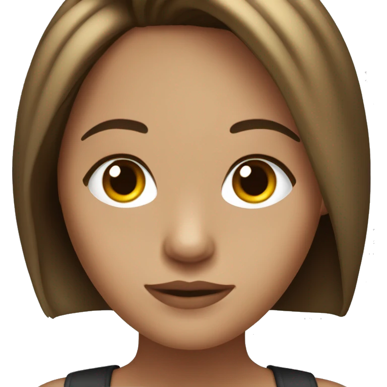 avatar de una chica de ojos marrones oscuro y pelo negro corto bob emoji