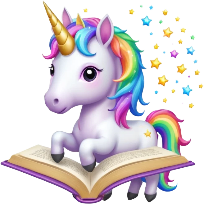 Unicorns read book
A full body of little majestic unicorn with rainbow mane holding an open book with magic sparks.












 emoji