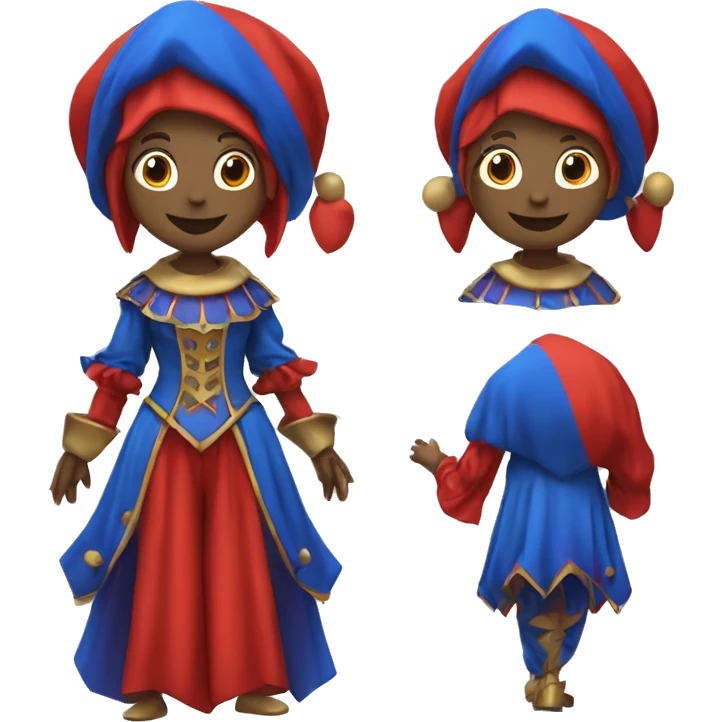 Pomni a female jester with red and blue jester clothes emoji