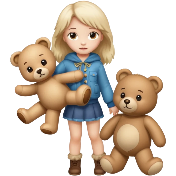 a full body of girl kid wearing fur clothing, playing teddy bear



















 emoji