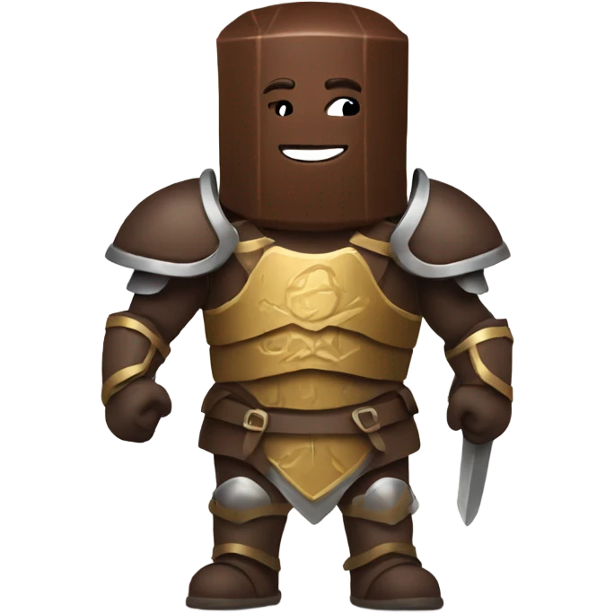 Chocolate bar wearing armor emoji