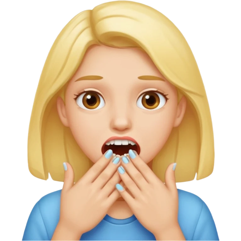 Girl gritting teeth hands on her mouth emoji