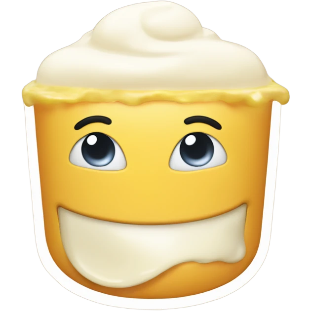Smiling emoji with mayonnaise on top of it, blushing satisfied  emoji