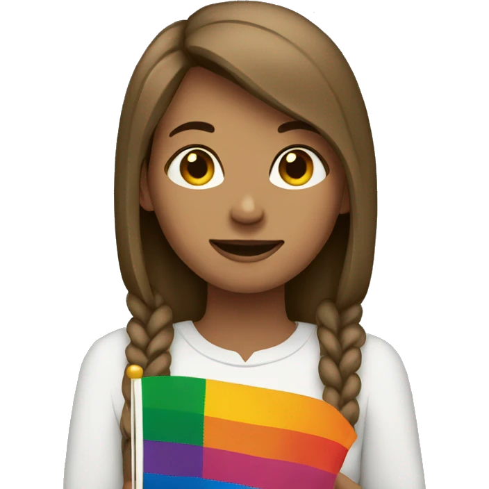 Woman with pride flag in hands emoji