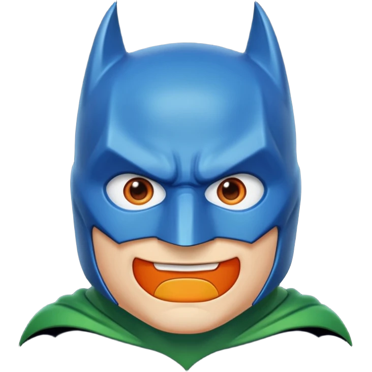 batman emoji in blue, orange and green color emoji