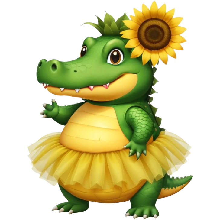 fat alligator with a tutu cute with sunflower circling face emoji