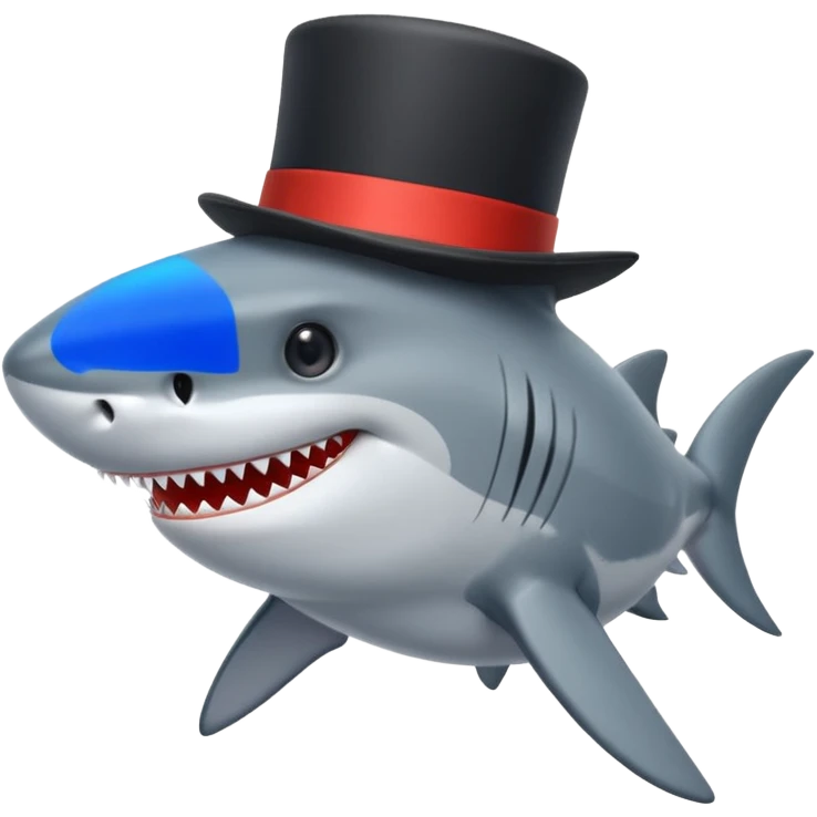 Shark with a top hat emoji