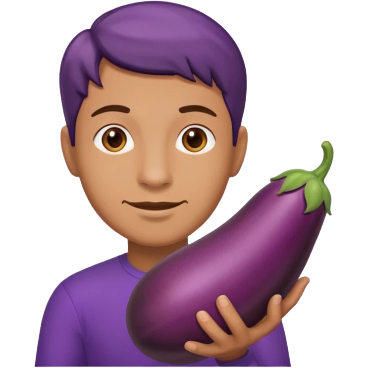 Man holding eggplant emoji