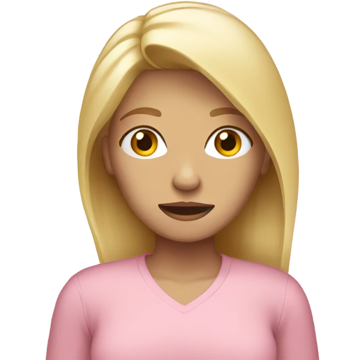 blonde woman. crying . light pink shirt  emoji