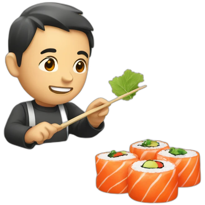 Un emoji qui mange des sushis emoji