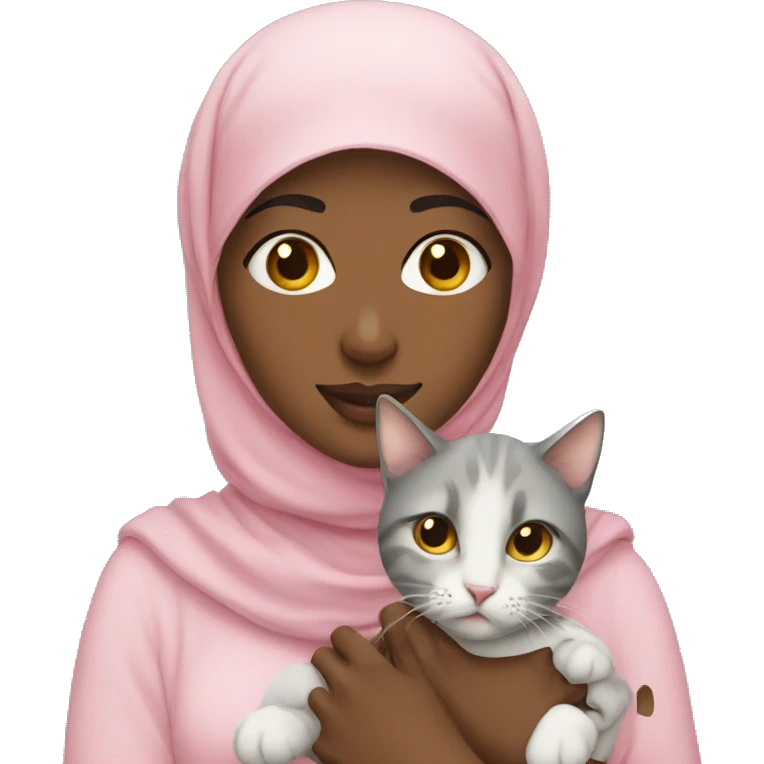 pretty woman with hijab holding a cat emoji
