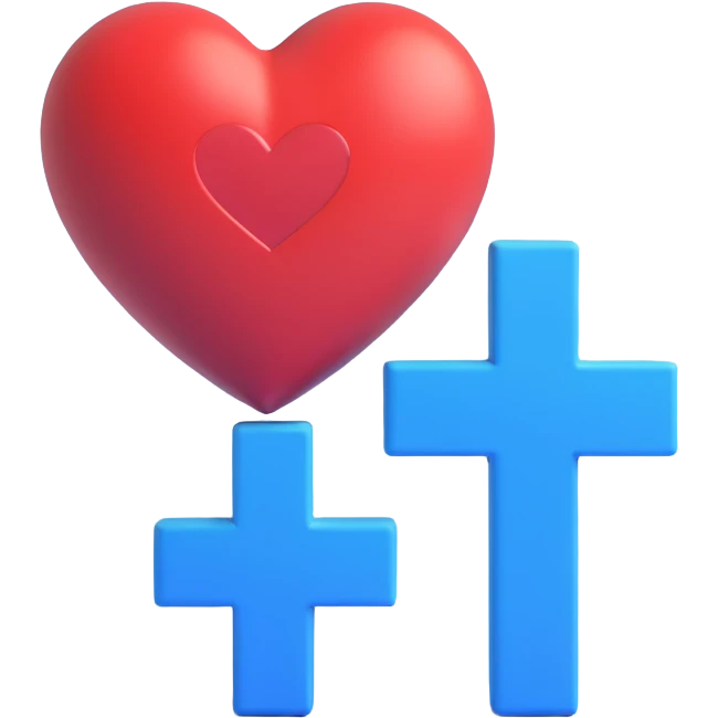 simple beautiful red heart with a large beautiful blue plus sign next to it, no cracks, Discord role icon emoji