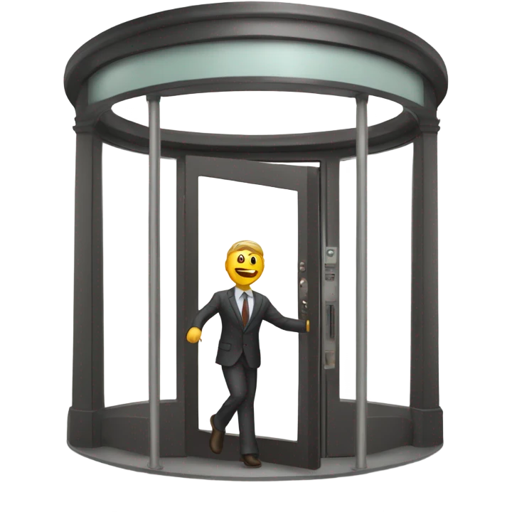 Guy roundhouse kicking a revolving door emoji